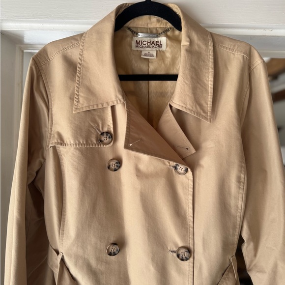 MICHAEL Michael Kors Khaki Double-Breasted Trench Coat with Belt - Picture 2 of 4
